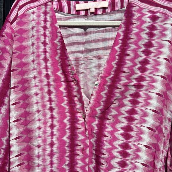 Pink and White Striped Kaftan Dress - Valerie Khalfon Size 42 - NEW - Picture 2 of 6